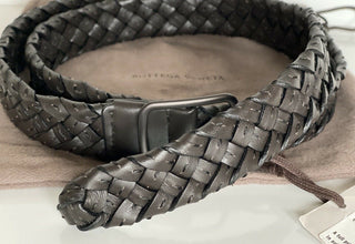 NWT $880 Bottega Veneta Intrecciato Cabat Nappa Leather Espresso Belt IT 451564
