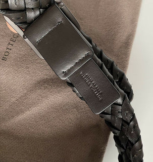 NWT $880 Bottega Veneta Intrecciato Cabat Nappa Leather Espresso Belt IT 451564