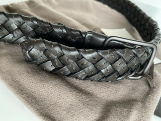 NWT $880 Bottega Veneta Intrecciato Cabat Nappa Leather Espresso Belt IT 451564