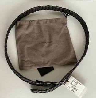 NWT $880 Bottega Veneta Intrecciato Cabat Nappa Leather Espresso Belt IT 451564