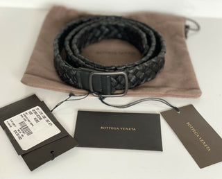 NWT 880 $ Bottega Veneta Intrecciato Cabat Nappaleder Schwarzer Gürtel Italien 451564 