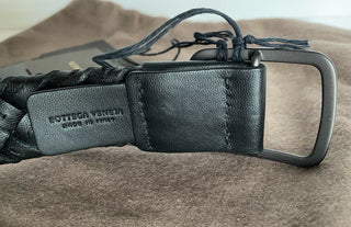 NWT 880 $ Bottega Veneta Intrecciato Cabat Nappaleder Schwarzer Gürtel Italien 451564 