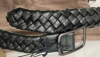 NWT 880 $ Bottega Veneta Intrecciato Cabat Nappaleder Schwarzer Gürtel Italien 451564 