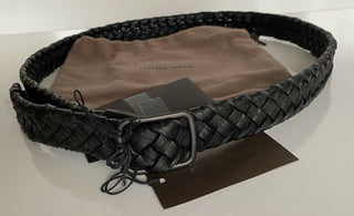 NWT 880 $ Bottega Veneta Intrecciato Cabat Nappaleder Schwarzer Gürtel Italien 451564 