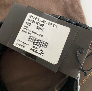 NWT 880 $ Bottega Veneta Intrecciato Cabat Nappaleder Schwarzer Gürtel Italien 451564 