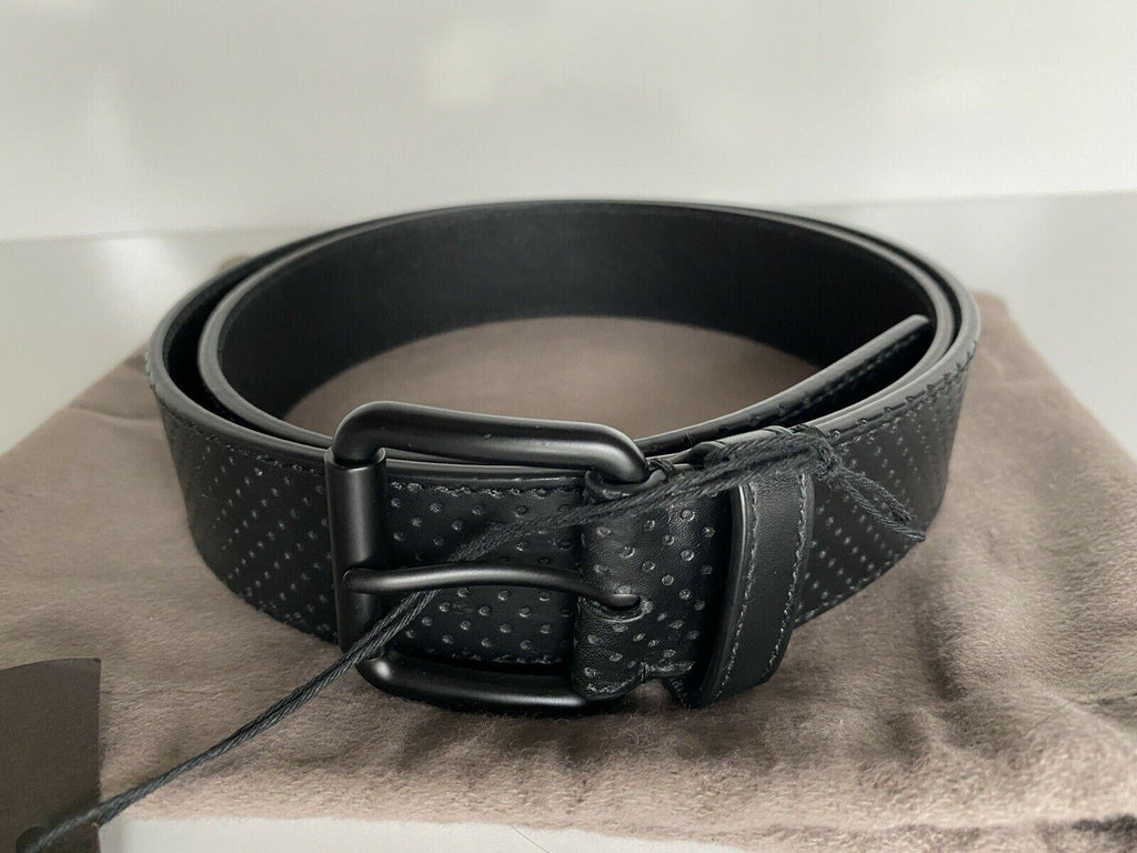 Neu mit Etikett: 490 $ Bottega Veneta Perforierter Leggero-Kalbsledergürtel in Schwarz 95/38 571068 