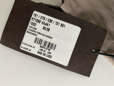 Neu mit Etikett: 490 $ Bottega Veneta Perforierter Leggero-Kalbsledergürtel in Schwarz 95/38 571068 