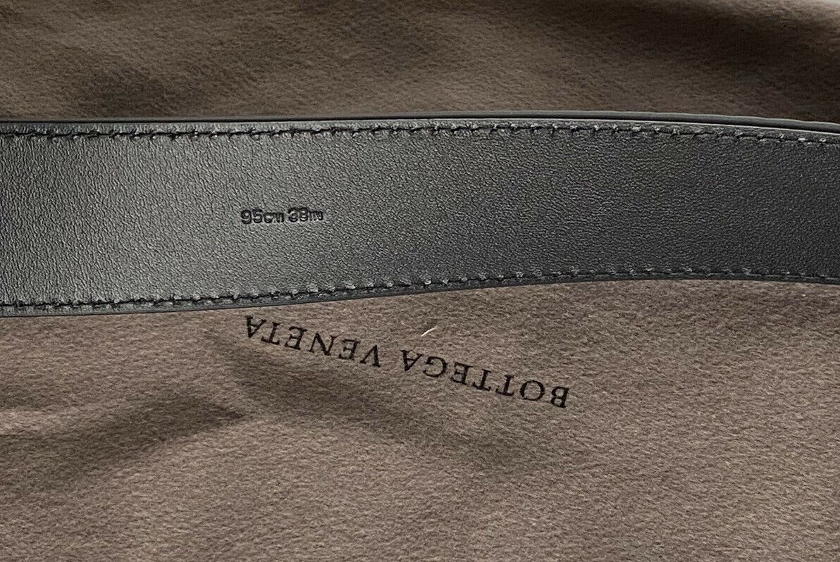 NWT $490 Bottega Veneta Perforated Leggero Calf Leather Black Belt 95/38 571068