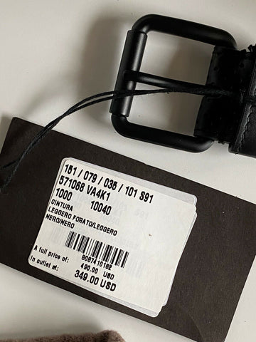 NWT $490 Черный ремень Bottega Veneta Leggero из перфорированной телячьей кожи 100/40 571068 