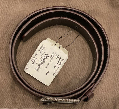 NWT 550 $ Bottega Veneta Intrecciato Nappaleder Dark Barolo Gürtel 95/38 451863