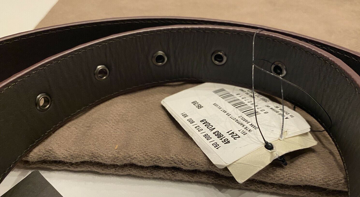 NWT $550 Bottega Veneta Intrecciato Nappa Leather Dark Barolo Belt 95/38 451863