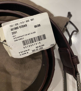 NWT 550 $ Bottega Veneta Intrecciato Nappaleder Dark Barolo Gürtel 95/38 451863