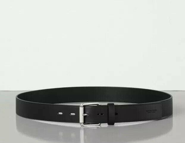 NWT $480 Bottega Veneta Elongated Holes Matte Calfskin Leather Black Belt 95/38