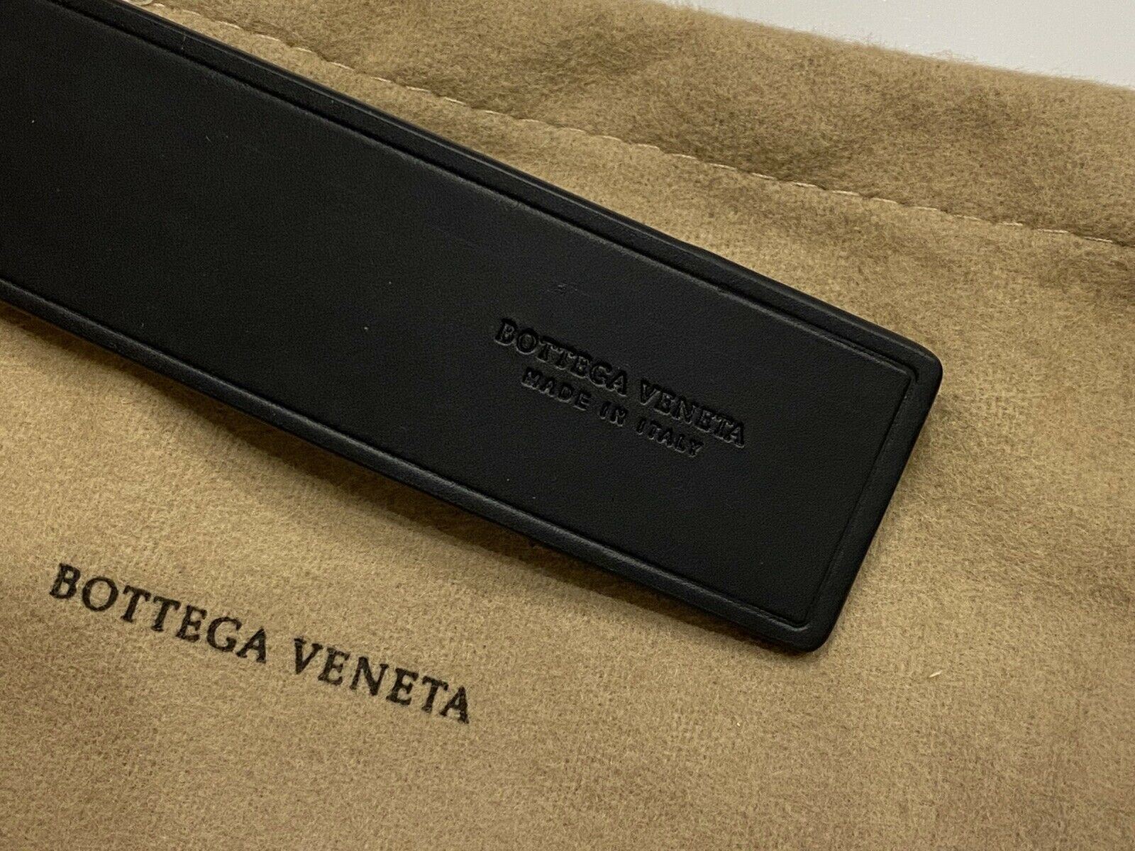 NWT $480 Bottega Veneta Elongated Holes Matte Calfskin Leather Black Belt 95/38