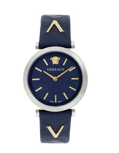 Versace Stainless Steel & Leather Strap Women's Watch NIB $1295