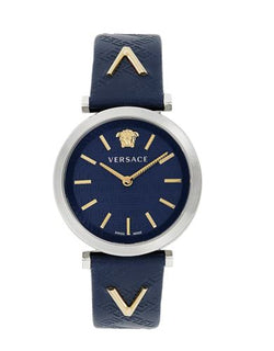 Versace Stainless Steel & Leather Strap Women's Watch NIB $1295
