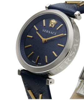 Versace Stainless Steel & Leather Strap Women's Watch NIB $1295
