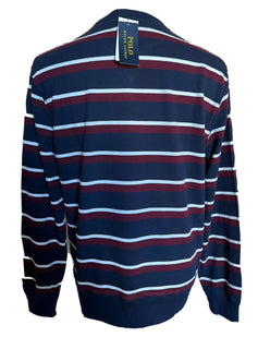 Neu mit Etikett: 125 $ Polo Ralph Lauren Bär gestreiftes Fleece-Sweatshirt Blau XL 