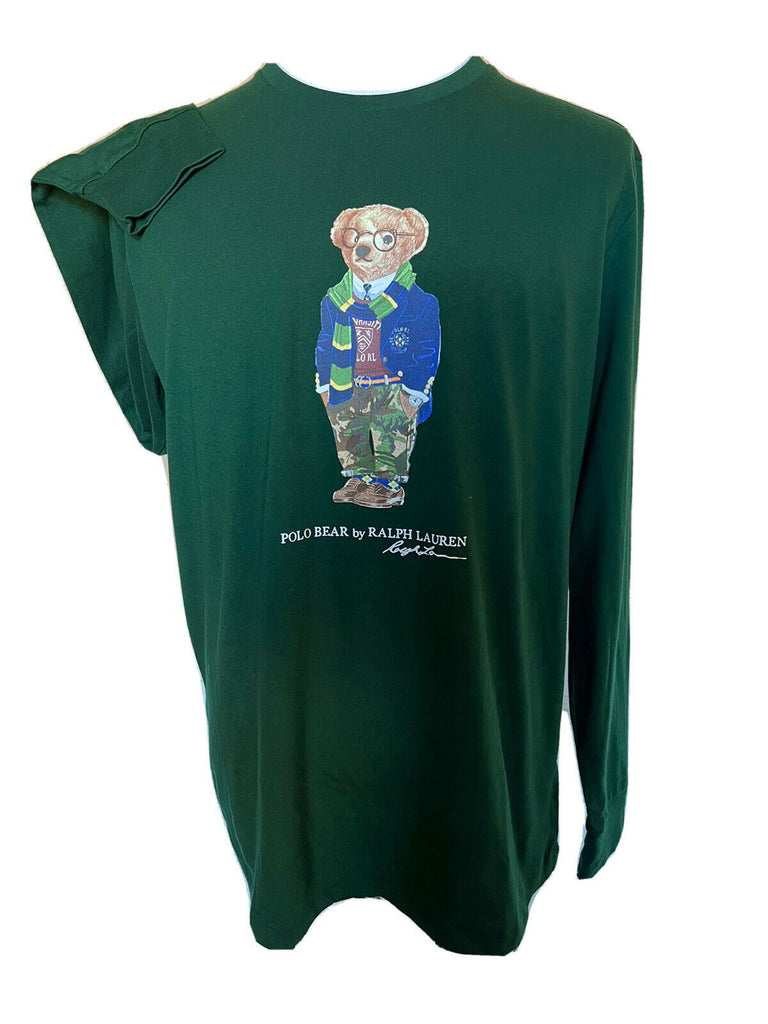 Neu mit Etikett: 65 $ Polo Ralph Lauren Bear T-Shirt Grün L 