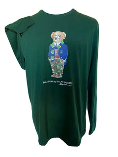 Neu mit Etikett: 65 $ Polo Ralph Lauren Bear T-Shirt Grün L 