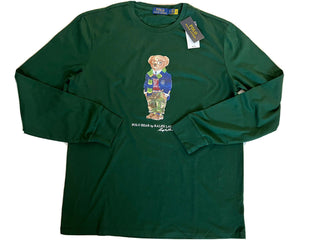 Neu mit Etikett: 65 $ Polo Ralph Lauren Bear T-Shirt Grün L 