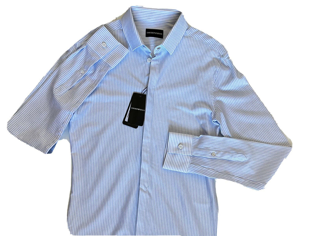 NWT 445 $ Emporio Armani Hemd mit italienischem Kragen, Größe 38/15 51CC2T