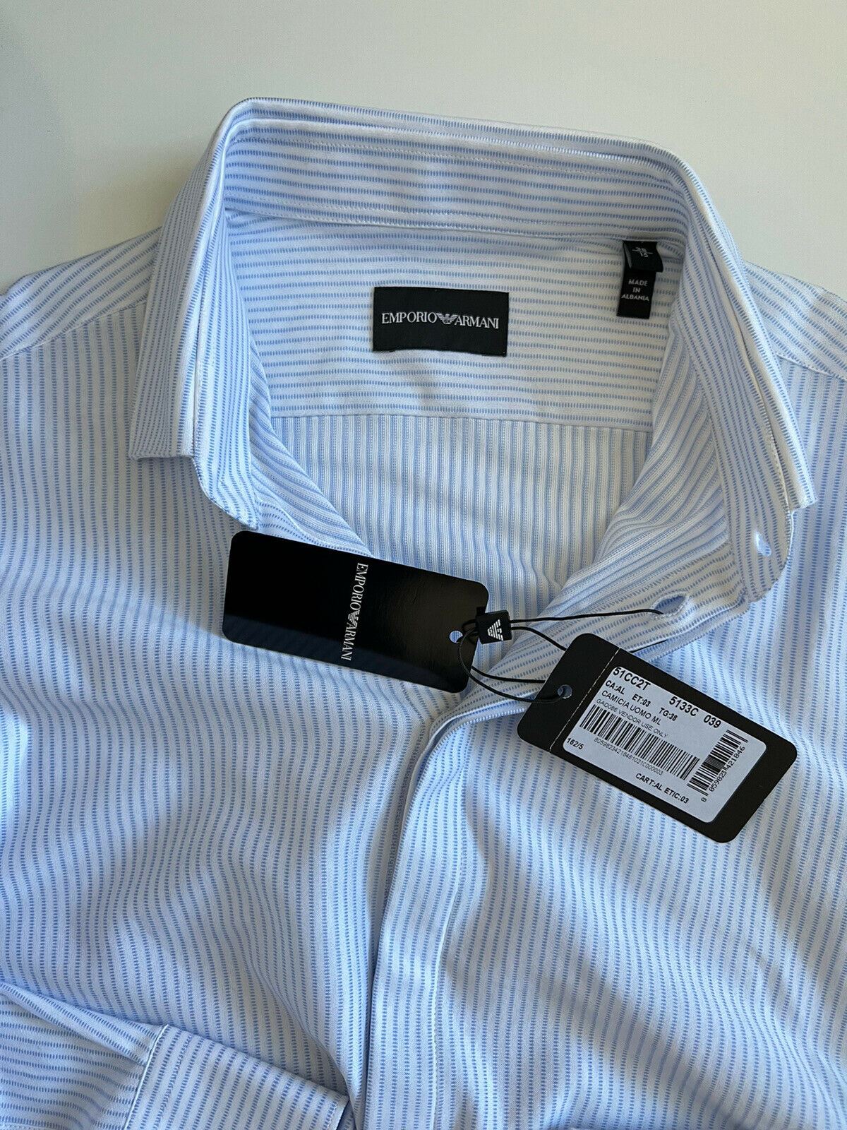 NWT $445 Emporio Armani Italian Collar Dress Shirt Size 38/15 51CC2T