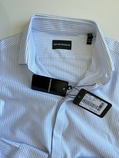 NWT 445 $ Emporio Armani Hemd mit italienischem Kragen, Größe 38/15 51CC2T