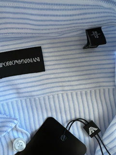 NWT 445 $ Emporio Armani Hemd mit italienischem Kragen, Größe 38/15 51CC2T