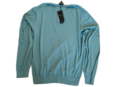 NWT Giorgio Armani Hellgrüner Kaschmir-Rundhalspullover 56 Eu 3HSMB5 Italien