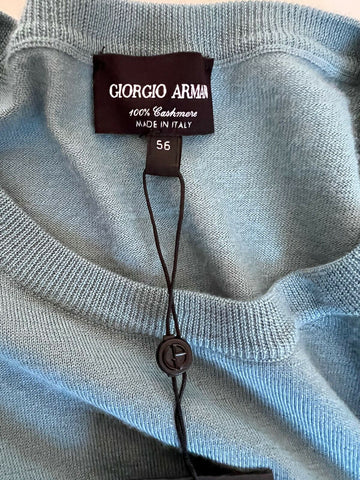 NWT Giorgio Armani Hellgrüner Kaschmir-Rundhalspullover 56 Eu 3HSMB5 Italien