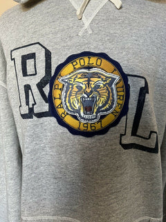 Neu mit Etikett: 168 $ Polo Ralph Lauren Tigergrauer Pullover mit Kapuze 4XB