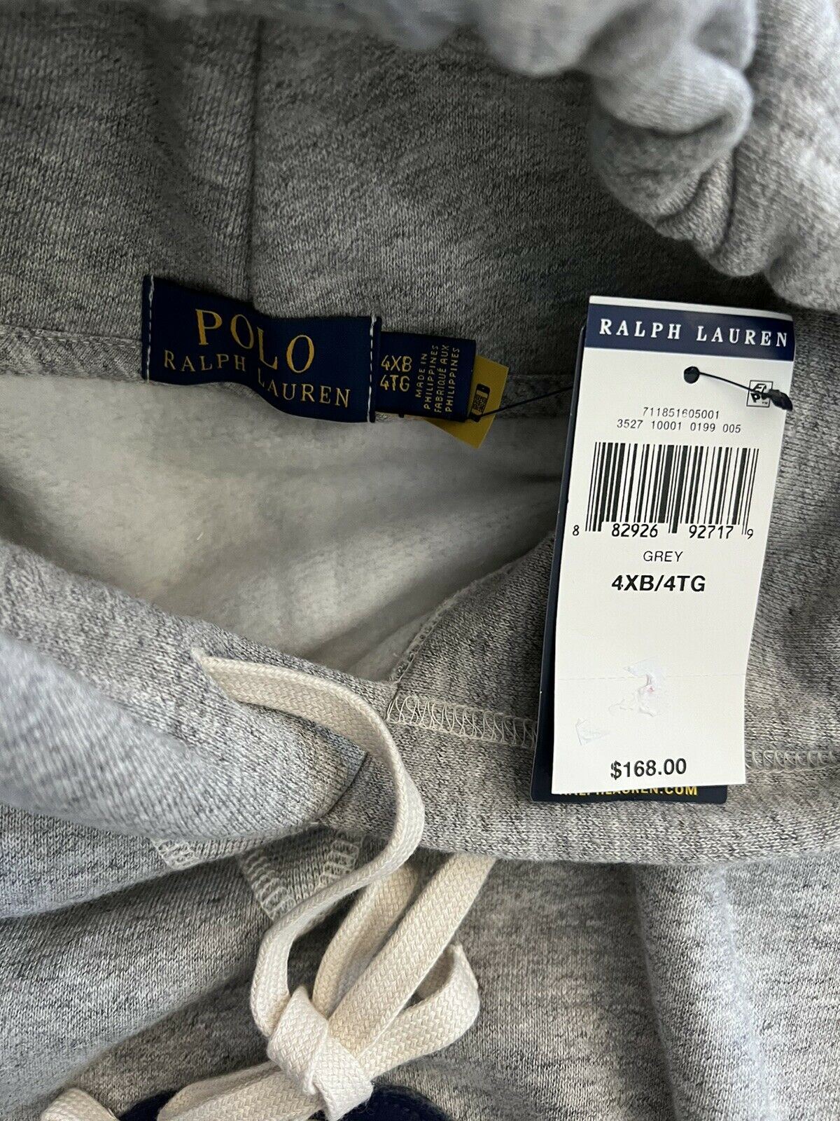 NWT $168 Polo Ralph Lauren Tiger Gray Sweater with Hoodie 4XB