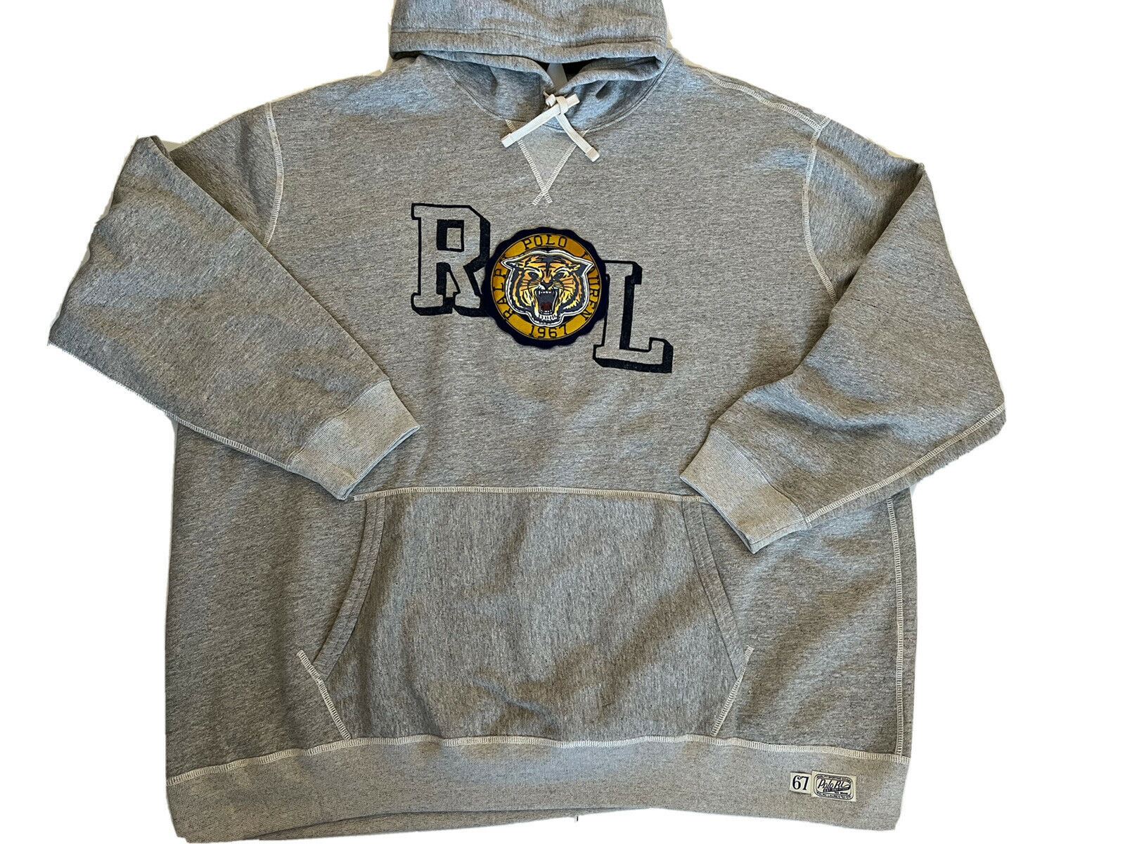 NWT $168 Polo Ralph Lauren Tiger Gray Sweater with Hoodie 4XLT