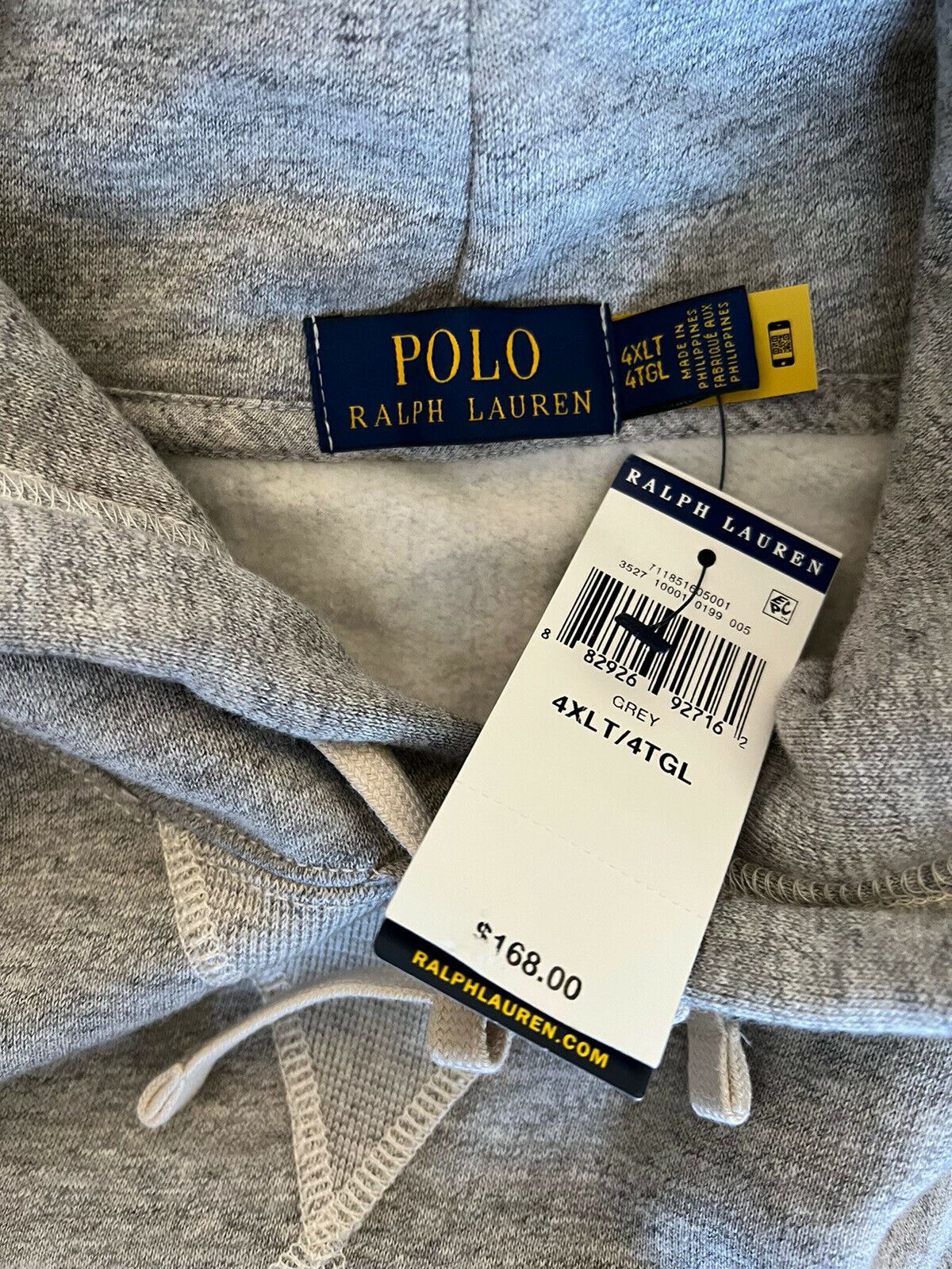 NWT $168 Polo Ralph Lauren Tiger Gray Sweater with Hoodie 4XLT