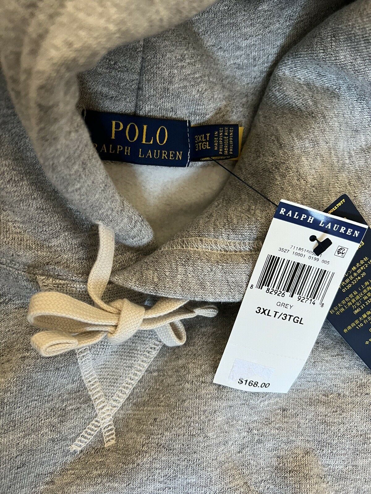 NWT $168 Polo Ralph Lauren Tiger Gray Sweater with Hoodie 3XLT