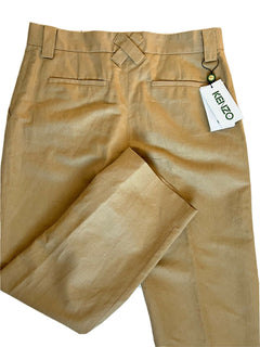 Neu mit Etikett: 325 $ Kenzo Herren-Leinenhose in Dunkelbeige, Größe 34 US (50 Euro)