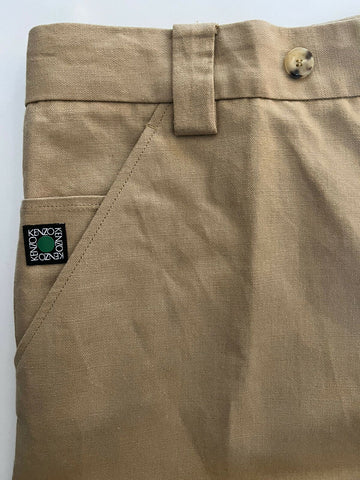 Мужские темно-бежевые повседневные льняные брюки Kenzo, размер 34, США, 325 долларов США (50 евро)