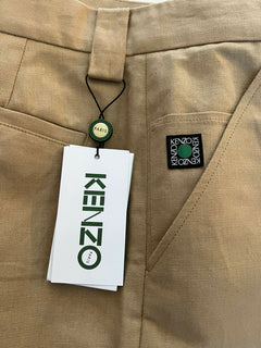 Neu mit Etikett: 325 $ Kenzo Freizeit-Leinenhose für Herren in Dunkelbeige, Größe 38 US (54 Euro)