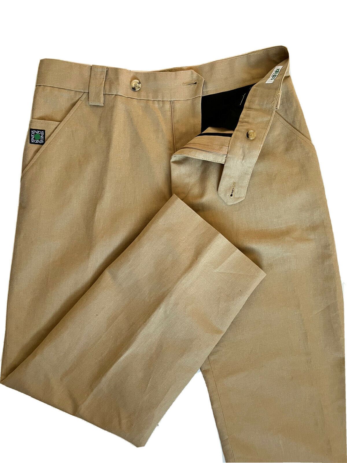 NWT $325 Kenzo Men's Dark Beige Casual Linen Pants Size 38 US (54 Euro)
