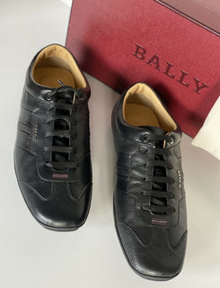 NIB Bally Primer Herren-Turnschuhe aus Rindsleder mit Prägung, Schwarz, 10 EEE US 6234861 