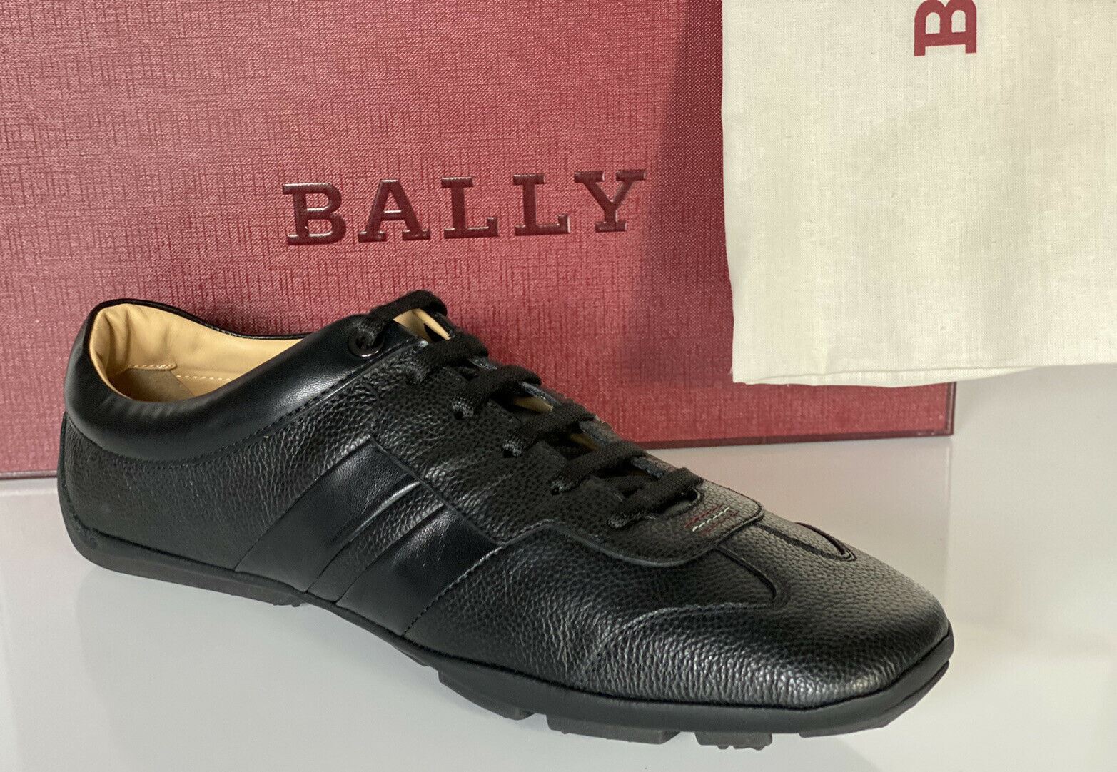 NIB Bally Primer Mens Bovine Embossed Leather Sneakers Black 10 EEE US 6234861