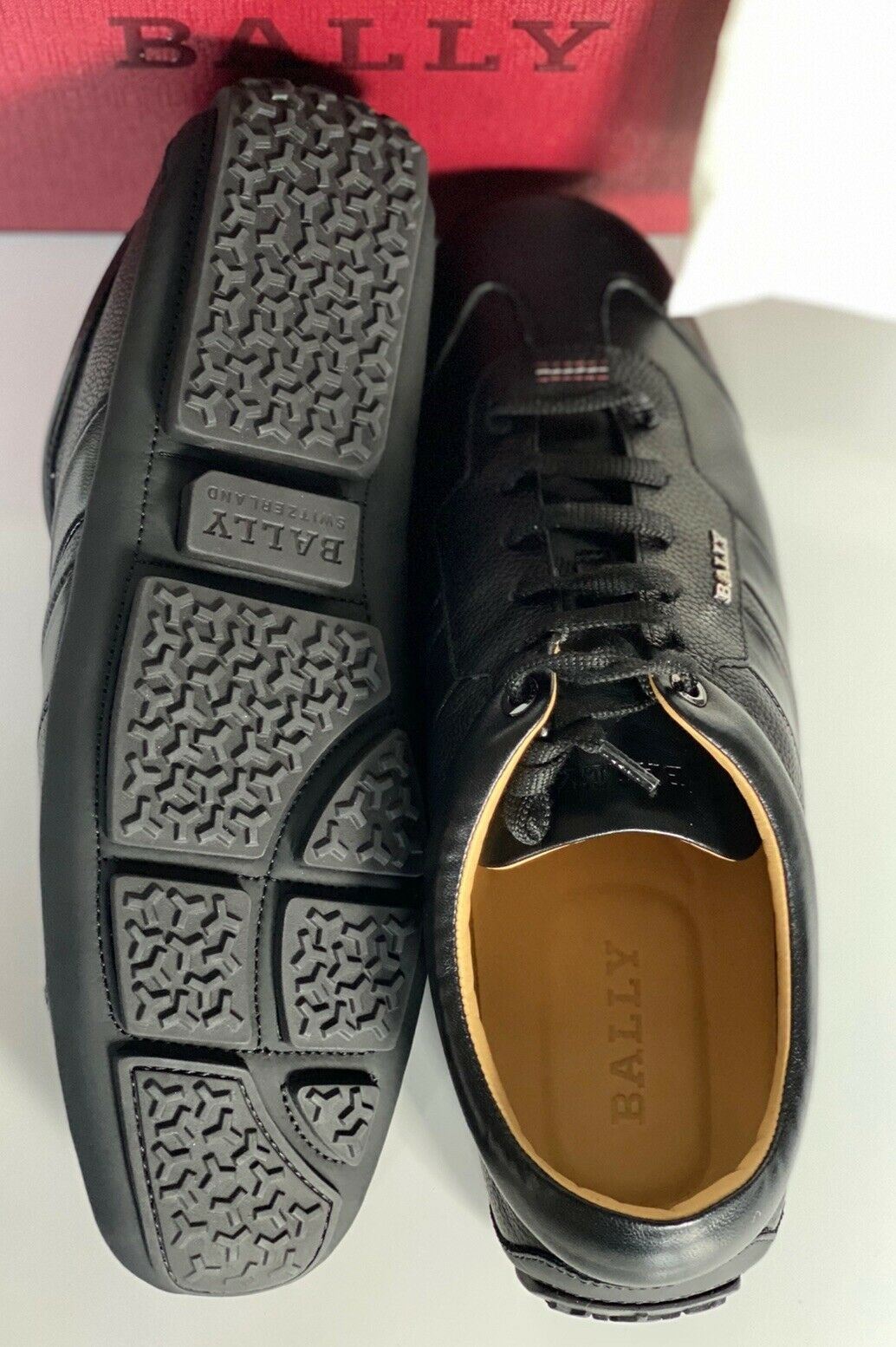 NIB Bally Primer Mens Bovine Embossed Leather Sneakers Black 10 EEE US 6234861