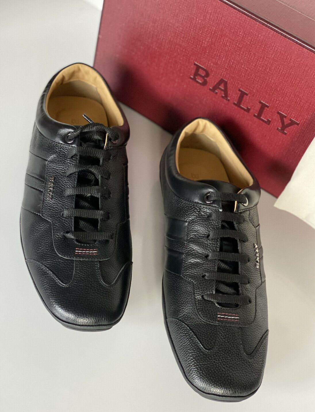 NIB Bally Primer Mens Bovine Embossed Leather Sneakers Black 11 EEE US 6234861