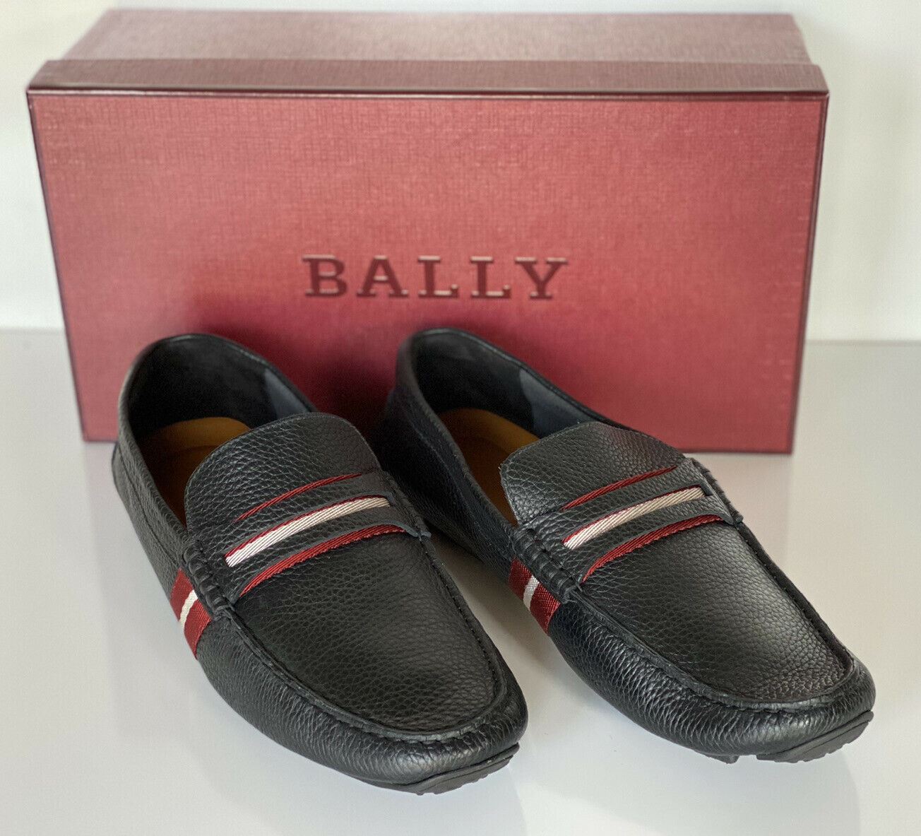 NIB Bally Mens Bovine Grained Leather Driver Shoes Black 11.5 D US 6228298 Italy