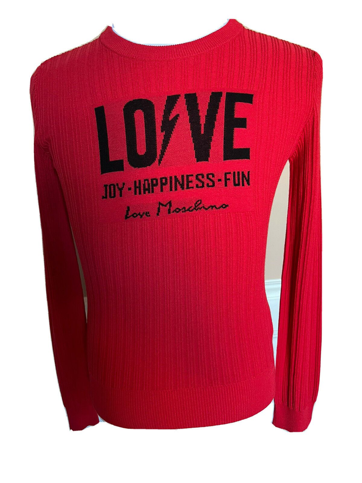 Женский красный хлопковый свитер Love Moschino, размер 42 (маленький), NWT 360 долларов США
