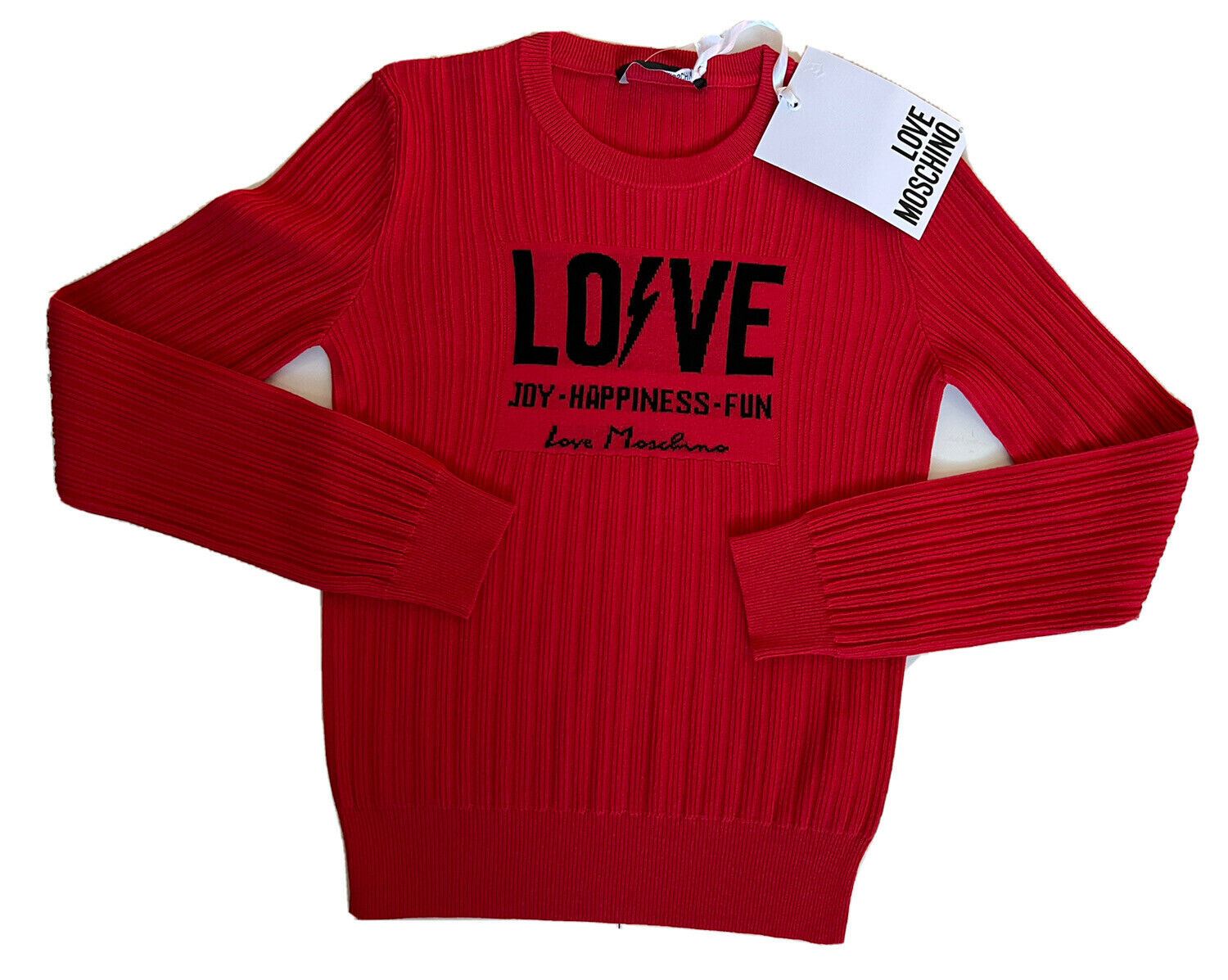 Женский красный хлопковый свитер Love Moschino, размер 42 (маленький), NWT 360 долларов США