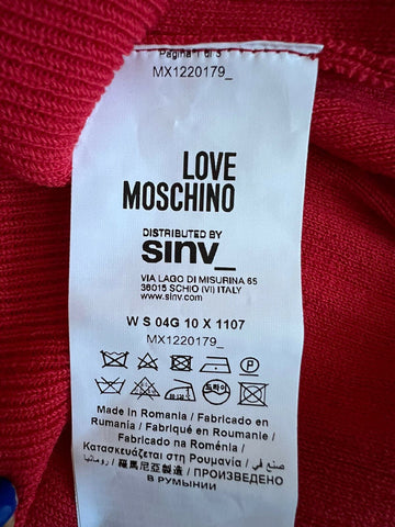 Женский красный хлопковый свитер Love Moschino, размер 42 (маленький), NWT 360 долларов США