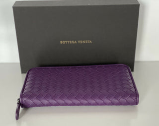 NWT Bottega Veneta Intrecciato Reißverschluss-Geldbörse aus Nappaleder Monalisa 518389 IT 