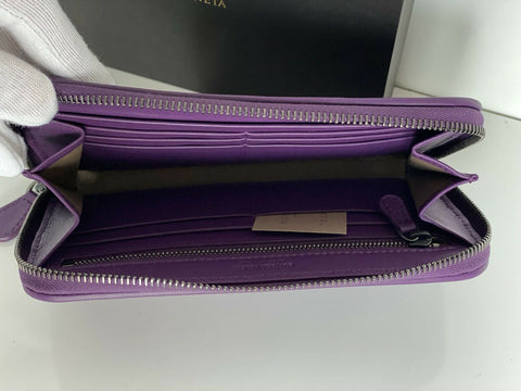NWT Bottega Veneta Intrecciato Zipper Nappa Leather Wallet Monalisa 518389 IT